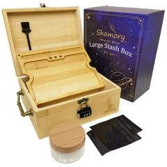 Wooden Storage Box With Tray Bamboo For Smoking Paper