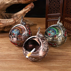 Creative Metal Ashtray With Lid Anti fall Design