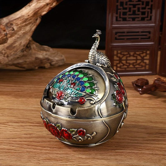Creative Metal Ashtray With Lid Anti fall Design