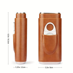 Portable Cigar Humidor with Cedar Wood Lining & Cutter