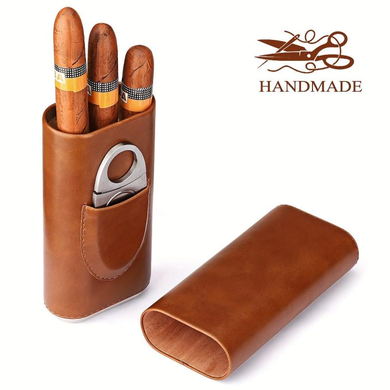 Portable Cigar Humidor with Cedar Wood Lining & Cutter