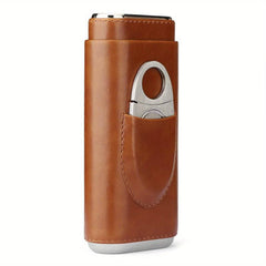 Portable Cigar Humidor with Cedar Wood Lining & Cutter