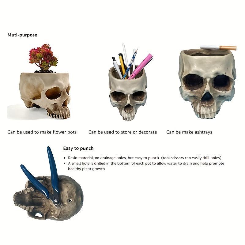 Skull Planter Pot for Indoor Plants Halloween Decor