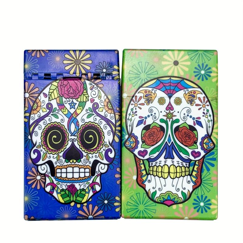 Skull Printed Acrylic Storage Case, Holds 20pcs, Anti-pressure, Waterproof