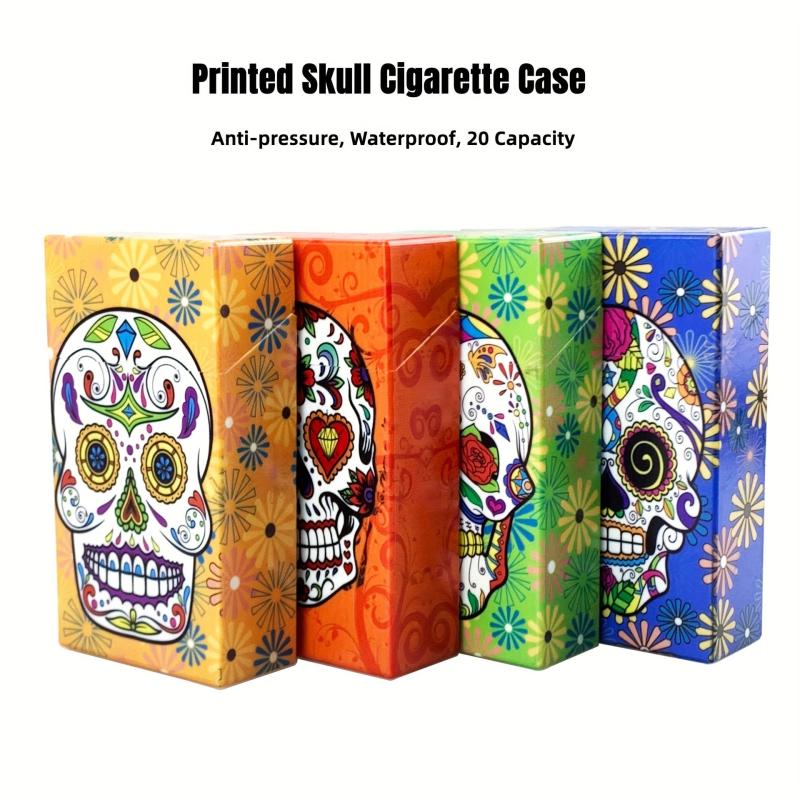 Skull Printed Acrylic Storage Case, Holds 20pcs, Anti-pressure, Waterproof