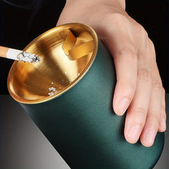 Stainless Steel Windproof Ashtray Retro Style Smoking Accessaries
