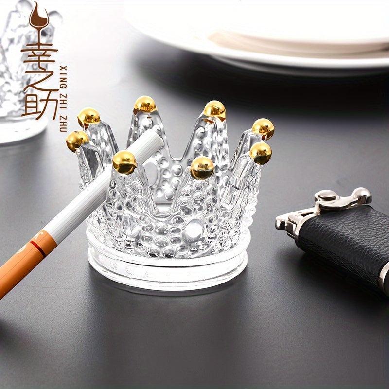 Crown Glass Ashtray for Home Hotel Bar Office Gift Men Women Christmas Halloween