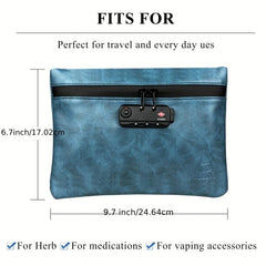 Smell Proof Leather Tobacco Pouch Lock Carbon Lined Container Bag