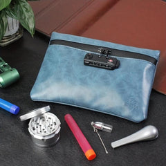 Smell Proof Leather Tobacco Pouch Lock Carbon Lined Container Bag