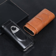 Cedarwood Box PU Leather Holder for 3 Finger Storage