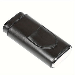 Cedarwood Box PU Leather Holder for 3 Finger Storage