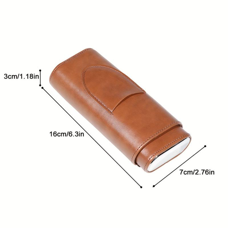 Cedarwood Box PU Leather Holder for 3 Finger Storage