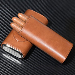 Cedarwood Box PU Leather Holder for 3 Finger Storage