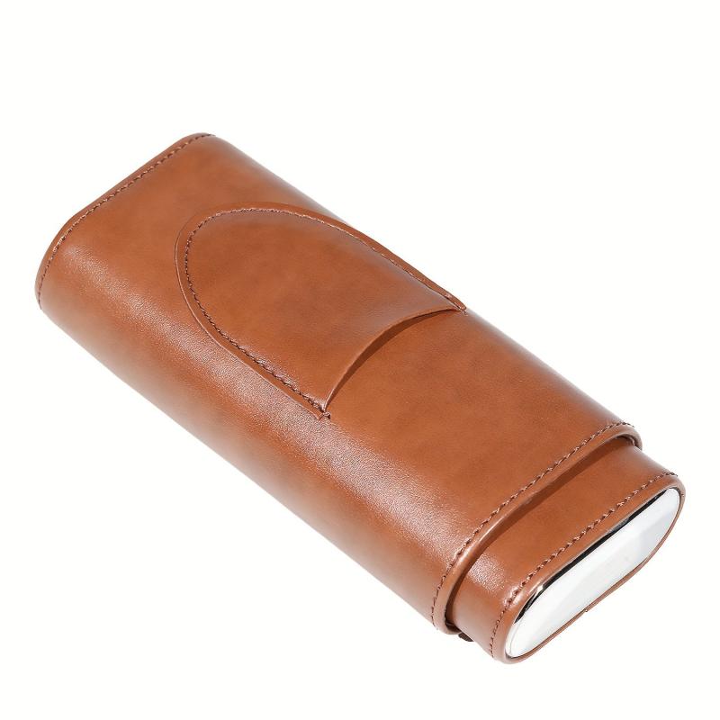 Cedarwood Box PU Leather Holder for 3 Finger Storage