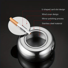 Stainless Steel Circular Ashtray Decorative Ashtray for Home Hotel Bar Office