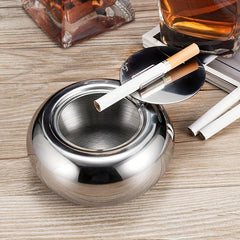 Stainless Steel Circular Ashtray Decorative Ashtray for Home Hotel Bar Office