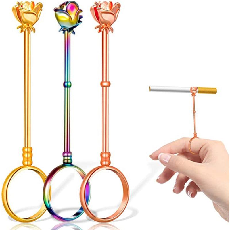 Rose Cigarette Ring Metal Pipe Holder