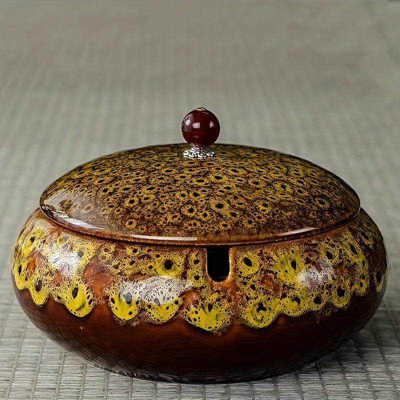 Chinese Style Ceramic Ashtray with Lid