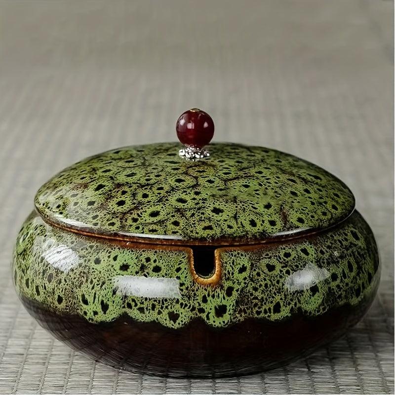 Chinese Style Ceramic Ashtray with Lid
