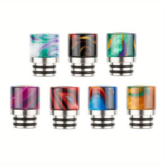 7pcs Metal Drip Tip 510 Resin Stainless Steel Nozzle Metal Rainbow Drip Tip