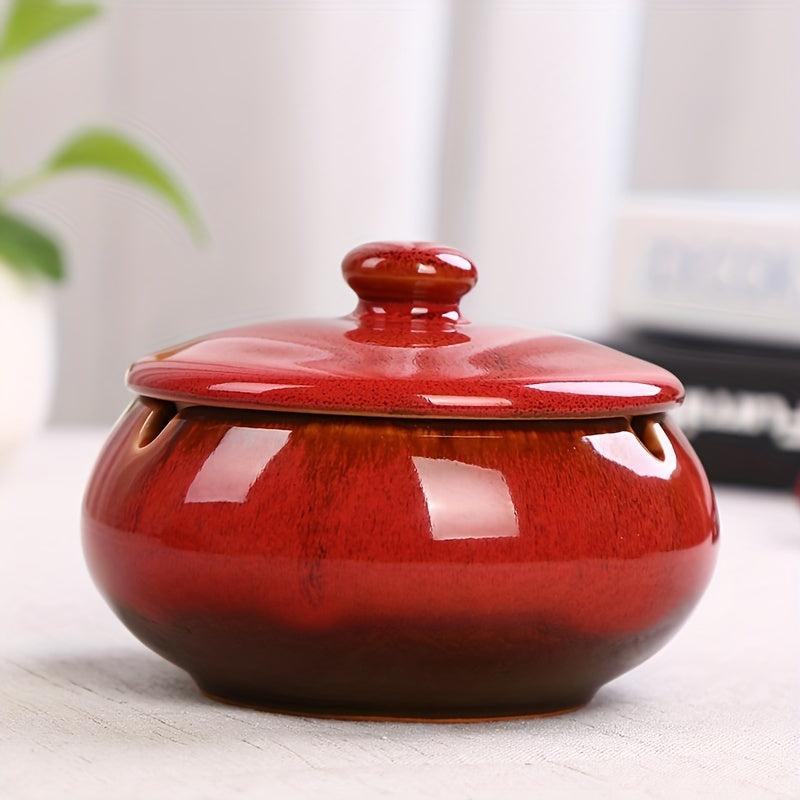 Ceramic Ashtray With Lid for Home Hotel Bar Office