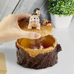 Resin Hedgehog Ashtray with Lid for Home and Garden