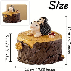 Resin Hedgehog Ashtray with Lid for Home and Garden