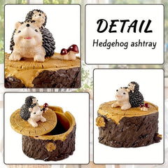Resin Hedgehog Ashtray with Lid for Home and Garden