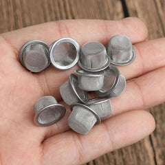 10pcs 16mm Stainless Steel Smoking Tube Filter Screen with Crystal Cap