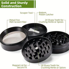 4-Layer Zinc Alloy Grinder Spice Crusher Kitchen Supplies