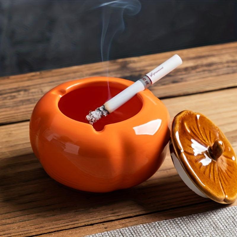 Persimmon Ceramic Ashtray With Lid Home Decor Ashtray for Men