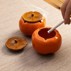 Persimmon Ceramic Ashtray With Lid Home Decor Ashtray for Men