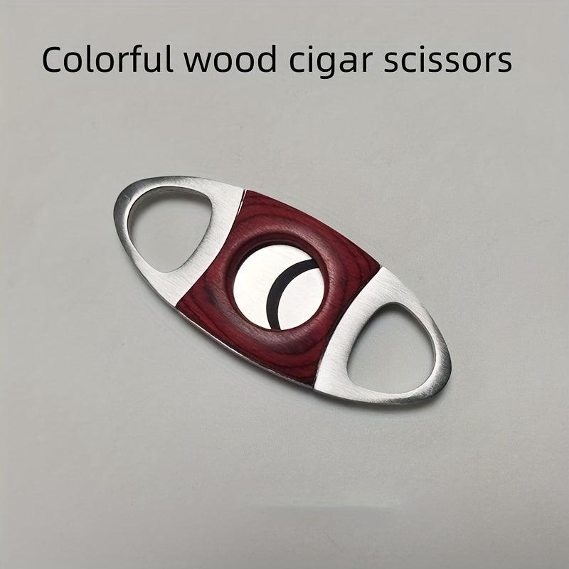 Wood Shell Stainless Steel Cigar Cutter for Smoking