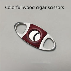 Wood Shell Stainless Steel Cigar Cutter for Smoking