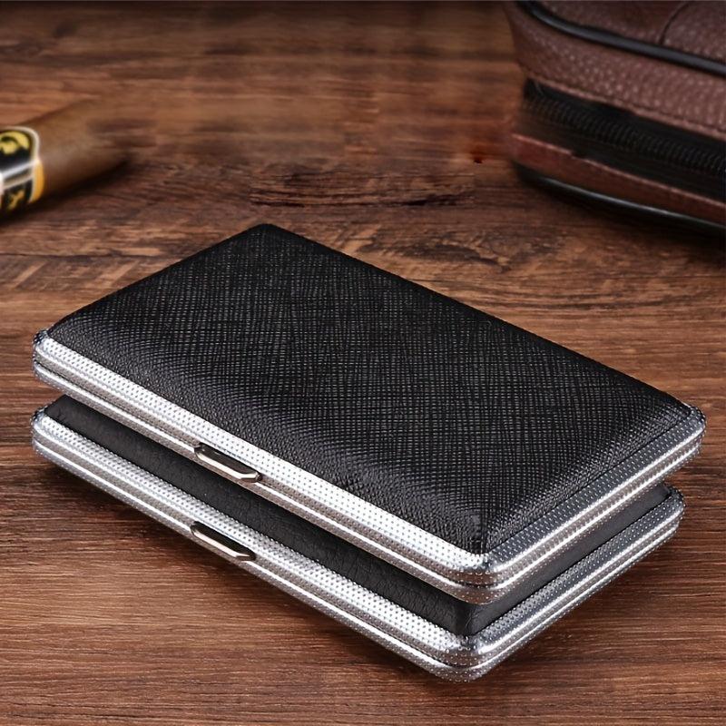1pc 100mm Cigarette Storage Box with Leather Band & Clip