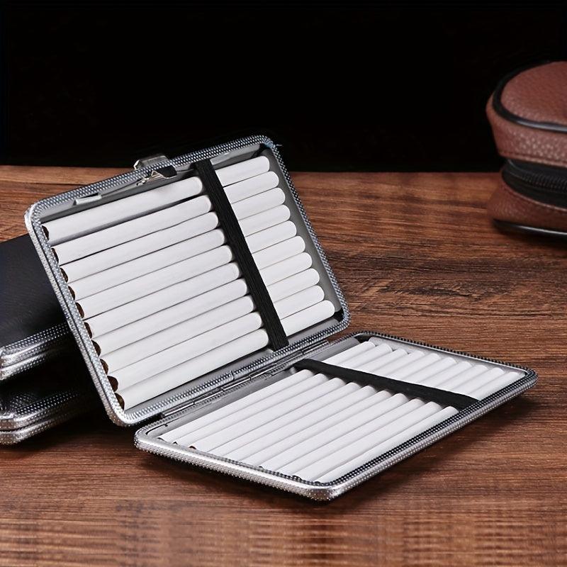 1pc 100mm Cigarette Storage Box with Leather Band & Clip
