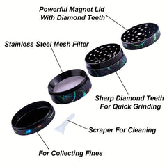 50MM Tree Pattern Grinder Metal Spice Herb Tobacco Crusher Kitchen Supplies