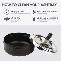 Round Push Down Metal Ashtray with Spinning Tray