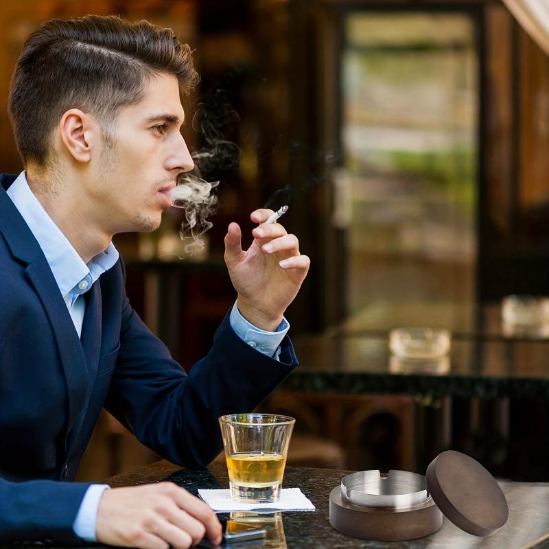 Wooden Ashtray With Lid Windproof Anti smell Ashtray
