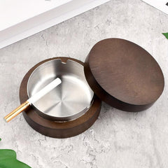 Wooden Ashtray With Lid Windproof Anti smell Ashtray