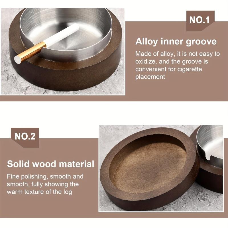 Wooden Ashtray With Lid Windproof Anti smell Ashtray