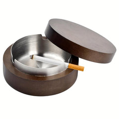 Wooden Ashtray With Lid Windproof Anti smell Ashtray