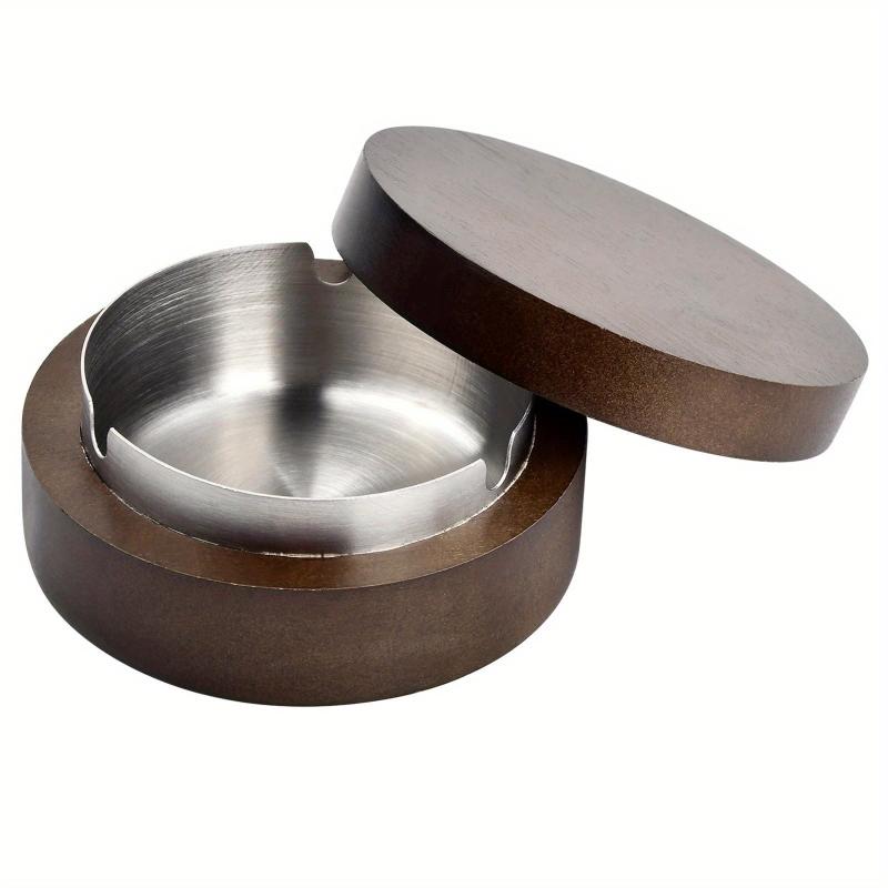 Wooden Ashtray With Lid Windproof Anti smell Ashtray