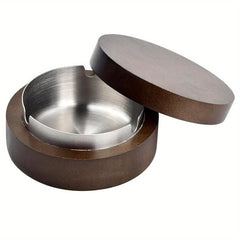 Wooden Ashtray With Lid Windproof Anti smell Ashtray
