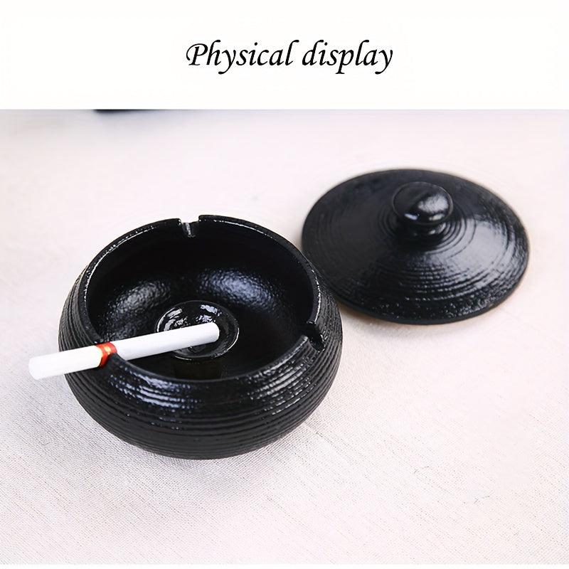 Retro Ceramic Ashtray with Lid Home Decor Hotel Bar Office Gift