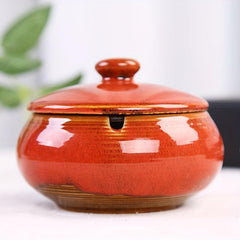 Retro Ceramic Ashtray with Lid Home Decor Hotel Bar Office Gift
