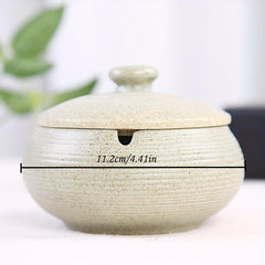 Retro Ceramic Ashtray with Lid Home Decor Hotel Bar Office Gift