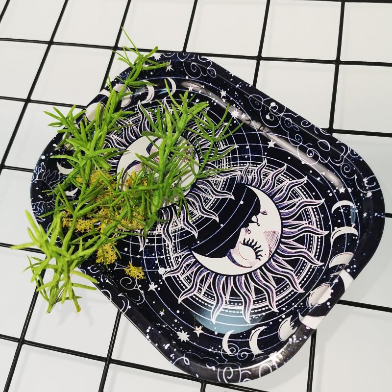 Creative Pattern Metal Rolling Tray Wake Up Tray Fruit Plate Home Decor