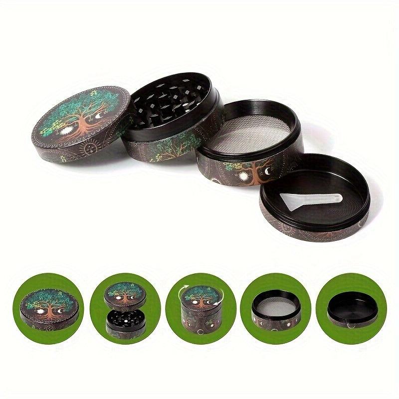 1pc Creative Pattern 4 layer Metal Grinder Spice Crusher Kitchen Supplies