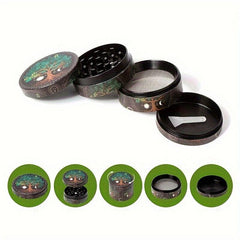 1pc Creative Pattern 4 layer Metal Grinder Spice Crusher Kitchen Supplies